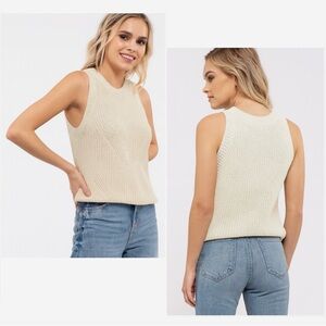 Mine Sleeveless Sweater Knit Top in Oatmeal Ivory